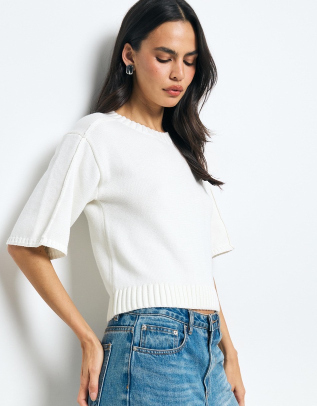 AERE - Elke Boxy Organic Cotton Knit Top