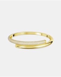 Swarovski - Dextera bangle, Magnetic closure, White, Gold-tone plated