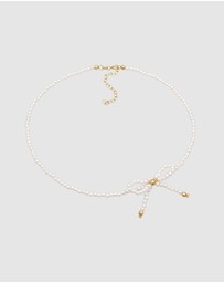 Elli Jewelry - Necklace Choker Ribbon Pearl 925 Sterling Silver Gold Plated