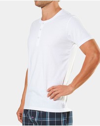 Mitch Dowd - Short Sleeve Henley Tee - White
