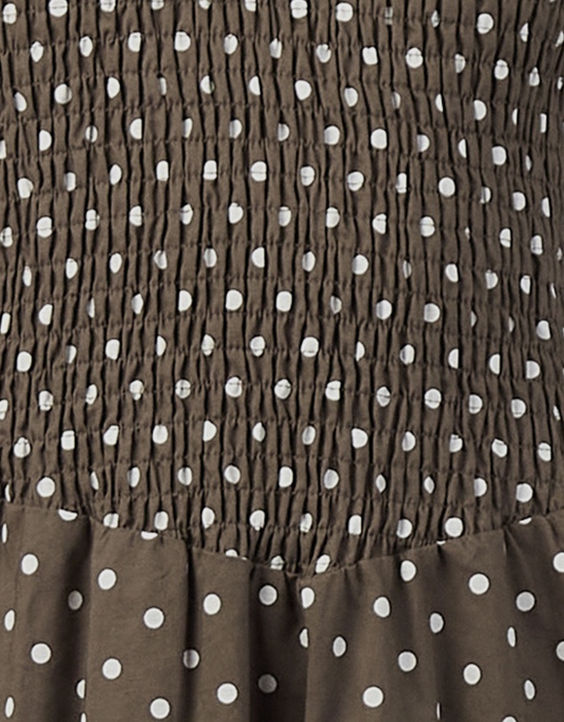 MVN - Shirring Top Polka Dot Maxi Dress