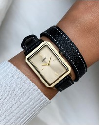 Cluse - Fluette Watch Double Leather, Black, Full Gold Colour