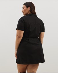 Atmos&Here Curvy - Cara Tie Waist Mini Shirt Dress