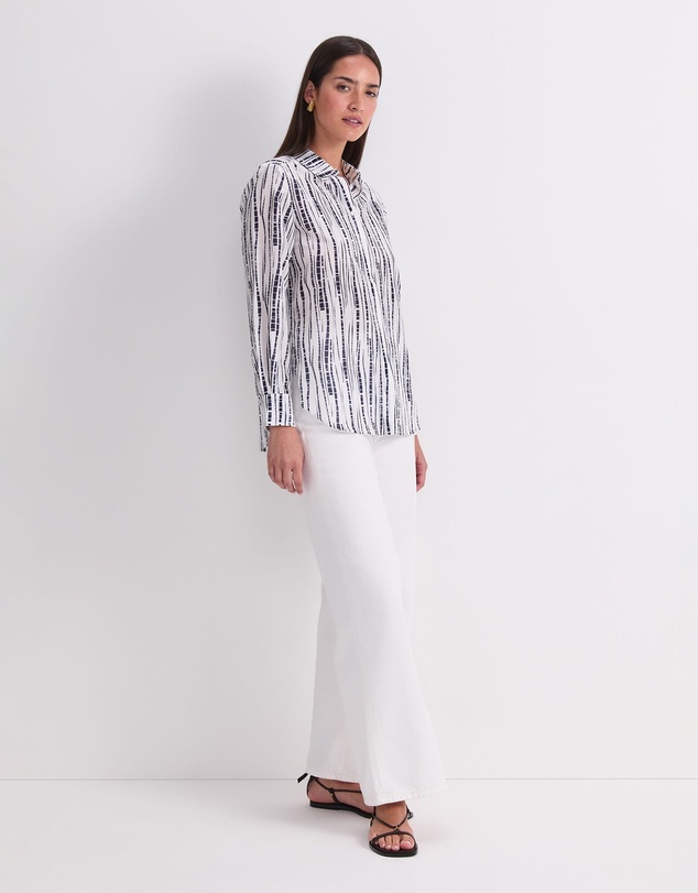 Sportscraft - Stripe Cotton Silk Long Sleeve Shirt