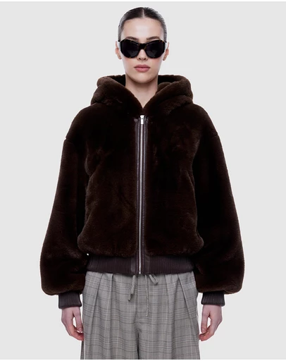 ENA PELLY - Faux Fur Zip Thru Hoodie