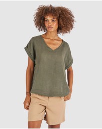 CAMIXA - Martina Linen V-Neck T-shirt