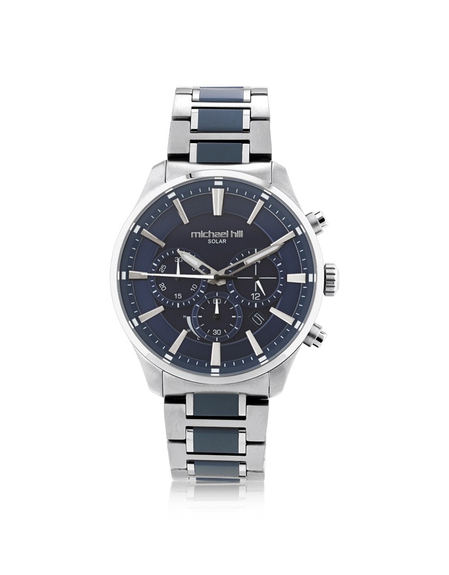 Michael Hill - Solar Powered Men's Watch with Blue Tone in Stainless Steel