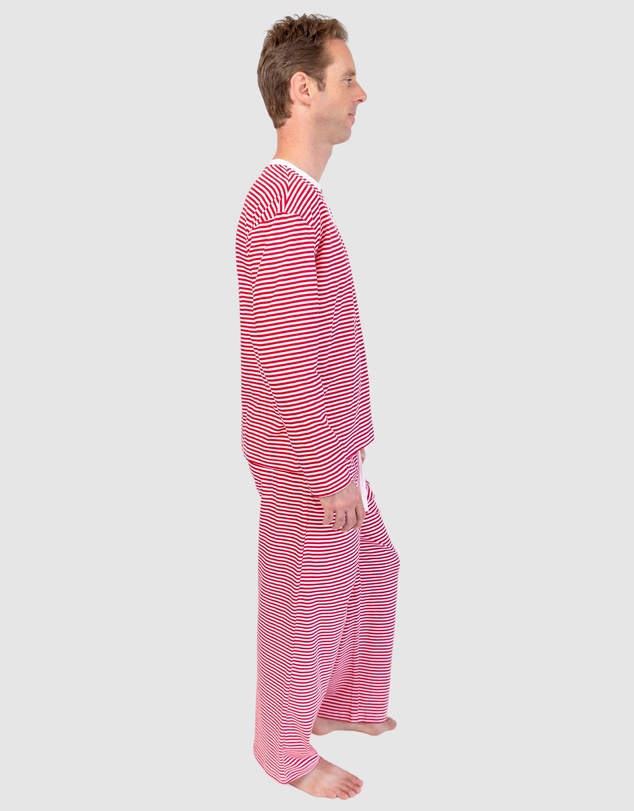 Sant And Abel - Men's Jersey Red Stripe Henley Top