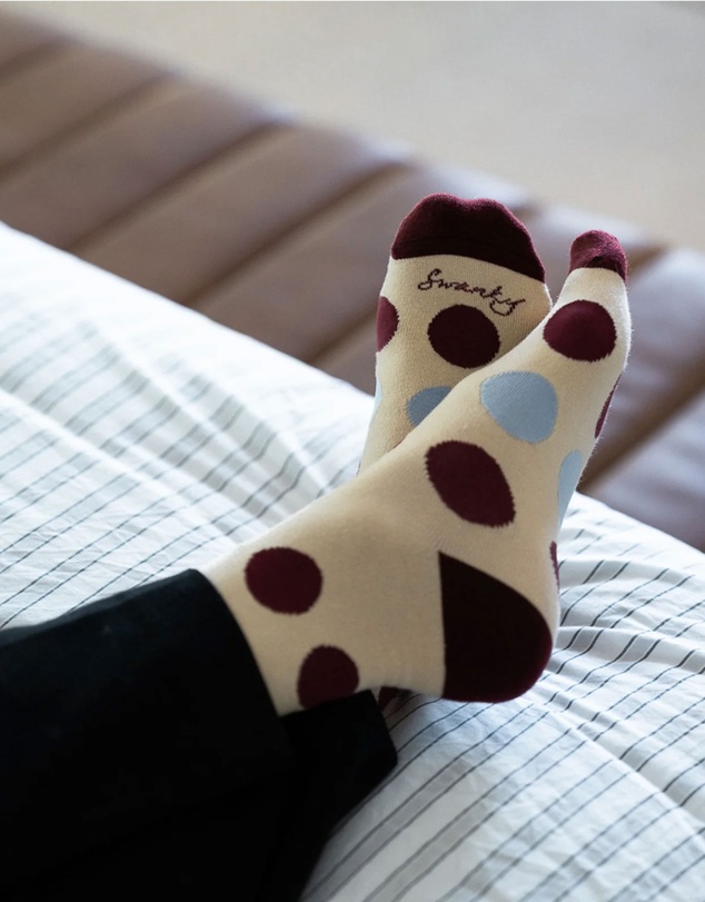 Swanky Socks - Beige Berry Polka Dots
