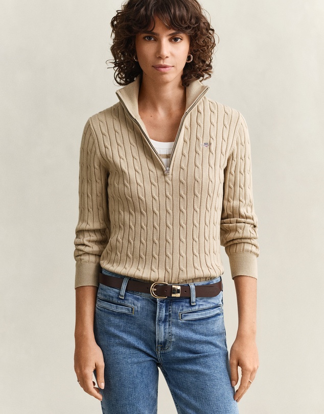 Gant - Stretch Cotton Cable Half Zip Sweater