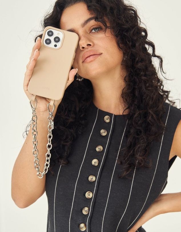 LOUVE COLLECTION - Desert Sand Phone Case + Kate Silver-Plated Wristlet