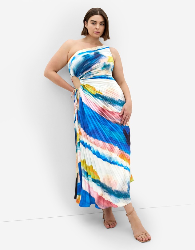 City Chic - Aliza Facet Print Pleat Maxi Dress