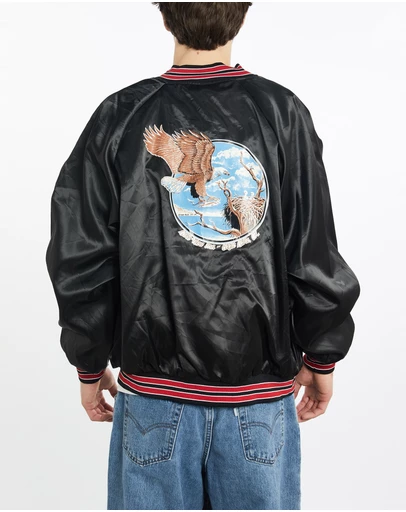Vintage by The Real Deal - Pre Loved - Vintage 1989 Eagle Wildlife Satin Bomber Jacket
