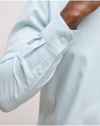 Trenery - Tailored Fit Puppytooth Check Shirt in Duck Egg Blue