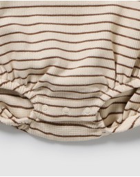 Wilson & Frenchy - Nutmeg Stripe Organic Waffle Bodysuit - Babies