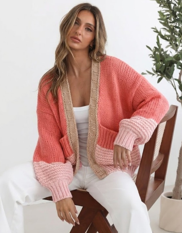 Esther & Co - Sheona Cardigan - Peach Multi