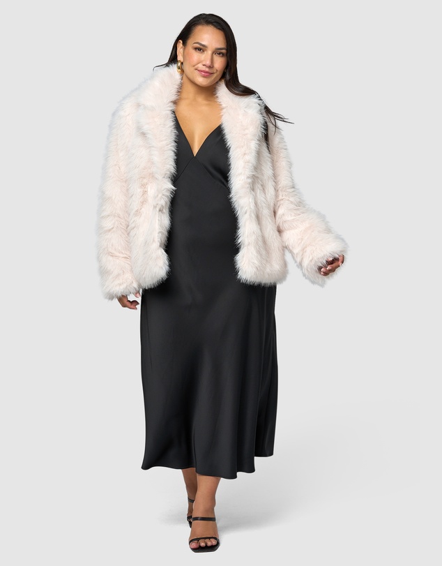 Pink Dusk by Curve Project - Seductive Charm Faux Fur Coat