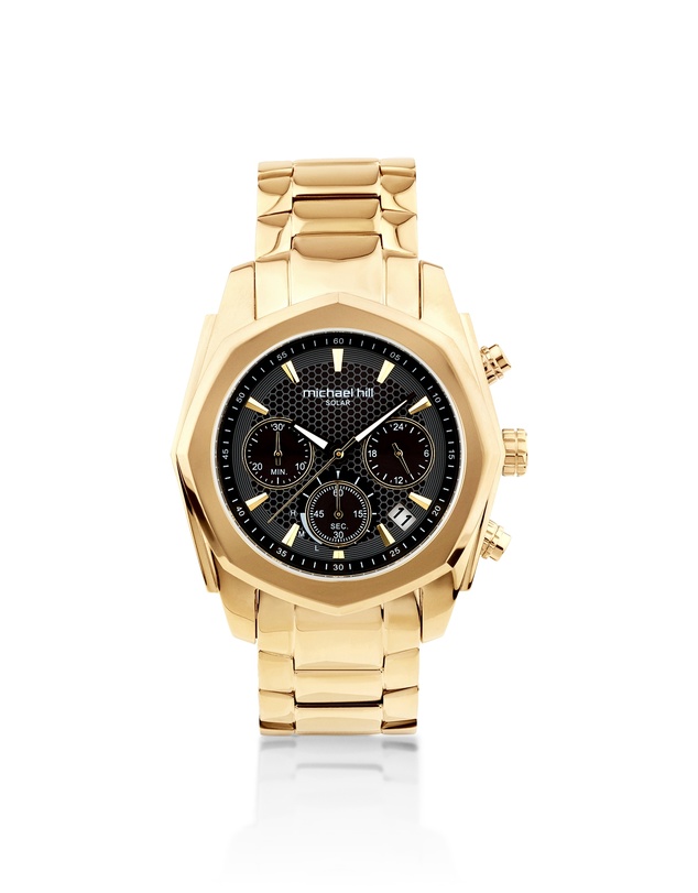 Michael Hill - Men's Solar Chronograph Watch in Gold Tone Stainless Steel
