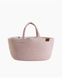 Living Textiles - Cotton Rope Storage Caddy with Divider - Pink