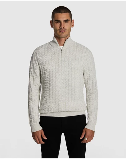 yd. - Eddie 1/4 Zip Cable Knit Jumper
