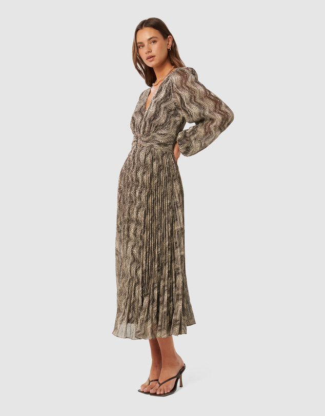 Forever New - Greta Plisse Ring Detail Midi Dress