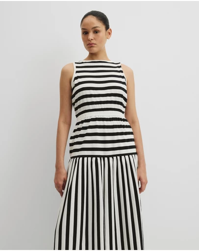 Country Road - Australian Cotton Stripe Midi Tank Dress