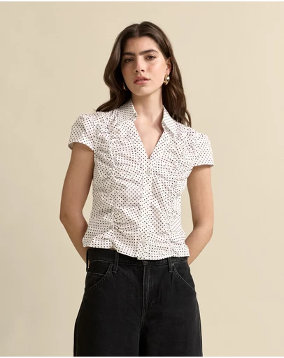 MVN - Polka Dot Rouched Shirt