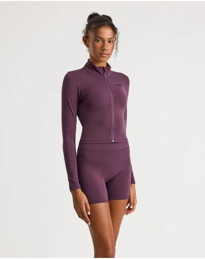Upstate - Butter Cropped Zip Through - Perfectly Plum