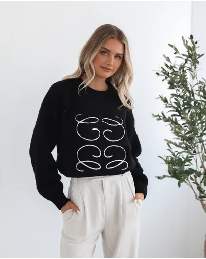 Esther & Co - Adelaine Knit - Black Print