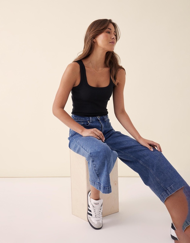 Ceres Life - Zaeli Contour Rib Square Neck Tank