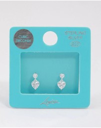 Lovisa - Sterling Silver Cubic Zirconia Heart Stud & Drop Earrings