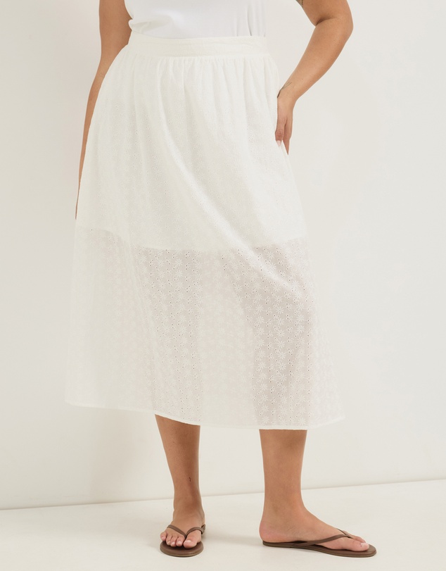 Atmos&Here Curvy - Luci Broderie Long Midi Skirt