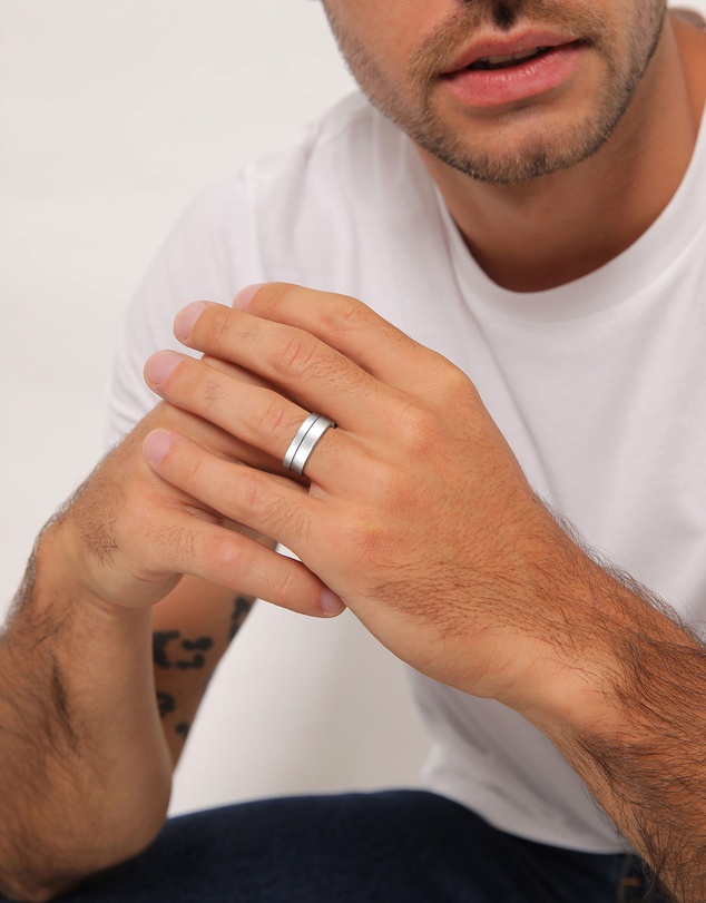 Kuzzoi - ICONIC EXCLUSIVE - Polished Band Ring Set in 925 Sterling Silver