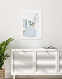 Olive et Oriel - Little Blue Gate Santorini Art Print