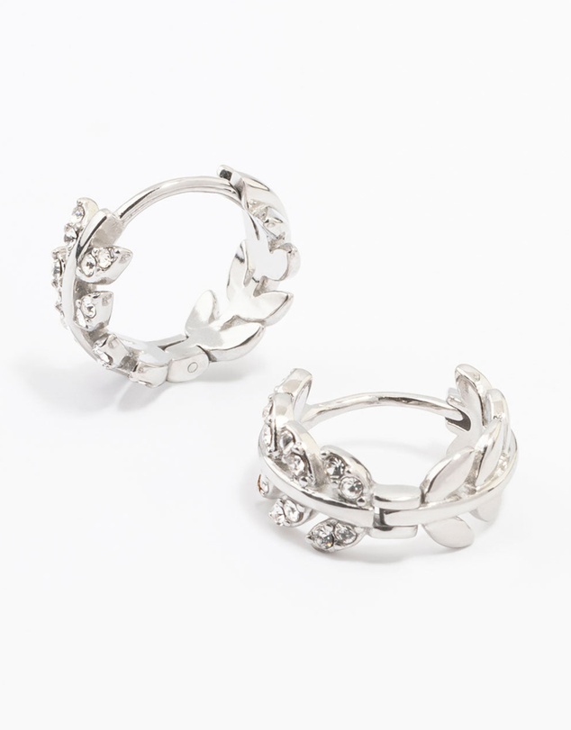 Lovisa - Surgical Steel Diamante Leaf Huggie Earrings