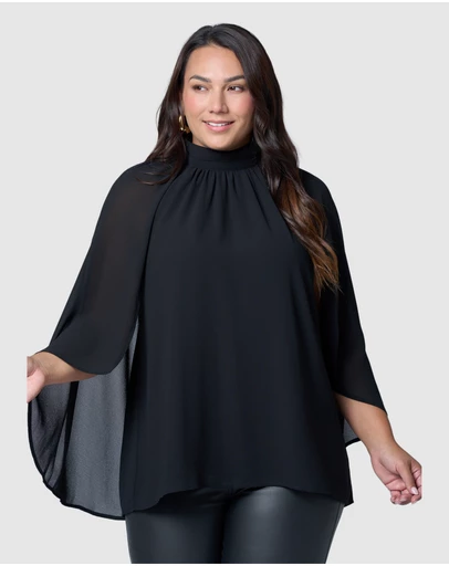 Pink Dusk by Curve Project - Fire and Rain Cape Blouse