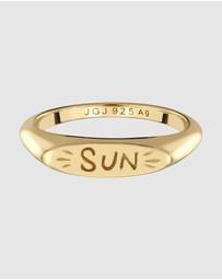 Elli Jewelry - SUN Signet Ring in Gold-Plated 925 Sterling Silver