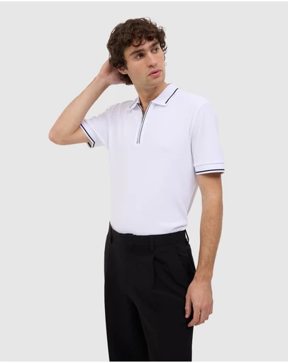 Politix - Morgan Textured Zip-up Polo