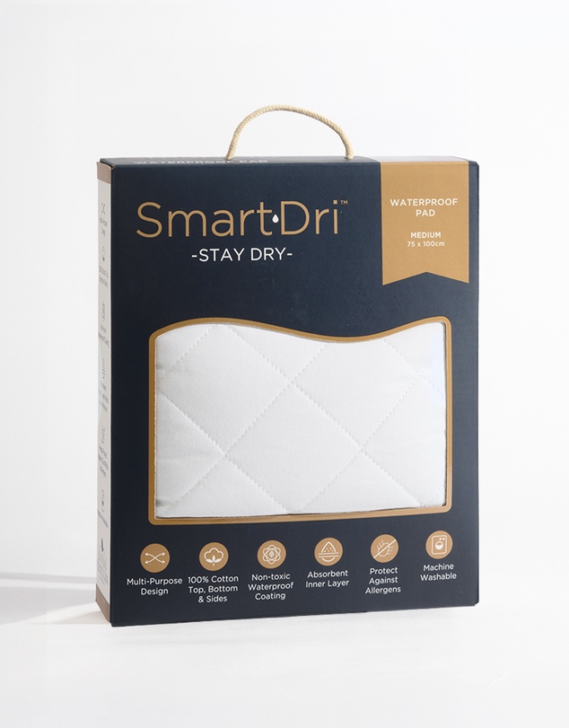 Living Textiles - Smart-Dri Waterproof Mattress Pad - White (Medium)