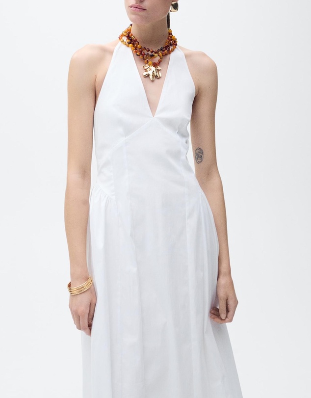 M.N.G - Valenti Halter Neck Cotton Midi-Dress