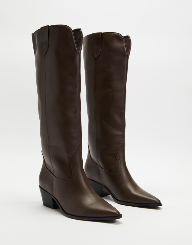 AERE - Knee High Cowgirl Leather Boots