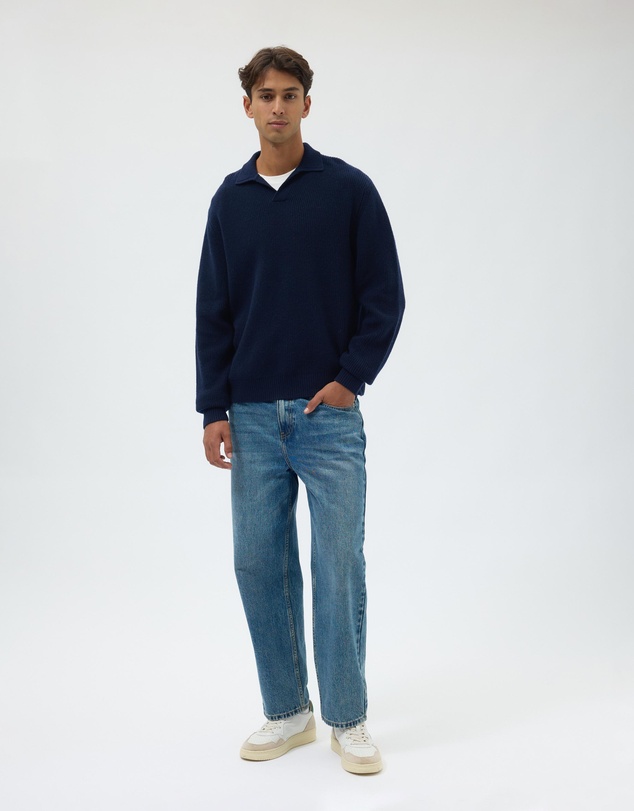 AERE - Wool Blend Chunky Knit Polo