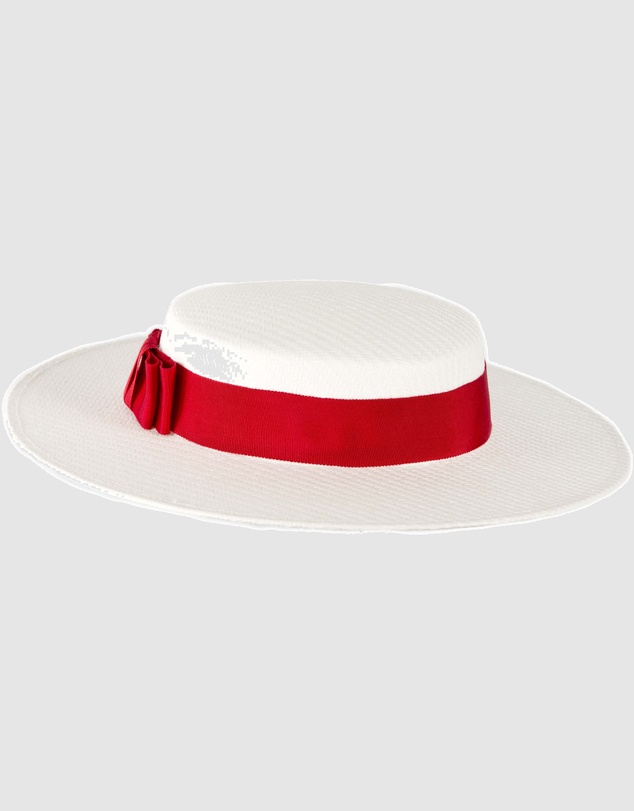 Max Alexander - White and Red Boater Hat