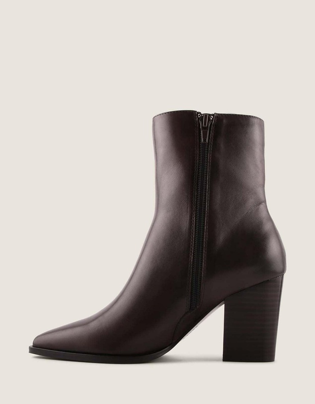 Shelly Shen - Ellis Heel Ankle Boots Brown Leather