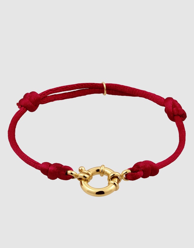 Elli Jewelry - Bracelet Women Satin Ribbon Red 925 Sterling Silver Gold Plated