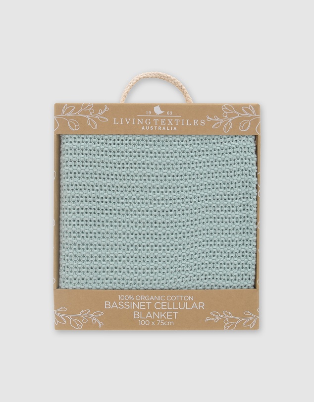 Living Textiles - Organic Bassinet/Cradle Cellular Blanket - Sage