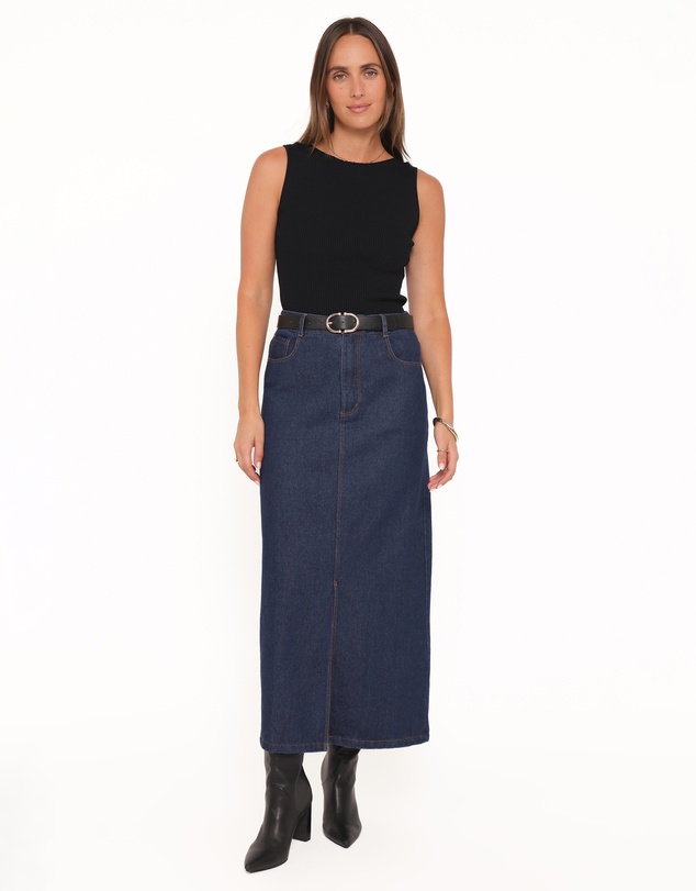 Petal & Pup - Dana Denim Midi Skirt - Midnight