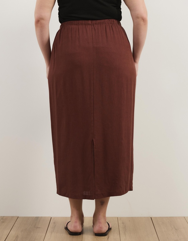 Atmos&Here Curvy - Tenley Linen Blend Midi Skirt