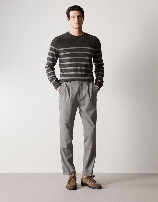 Trenery - Merino Stripe Knit in Charcoal