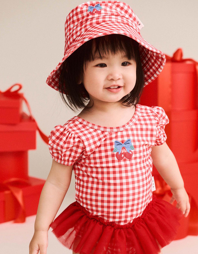 Huxbaby - Cherry Bow Gingham Swimhat - Kids